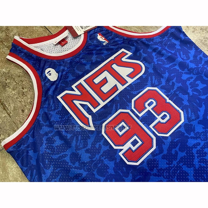 Camiseta NO 93 Brooklyn Nets Hardwood Classic Bape Azul